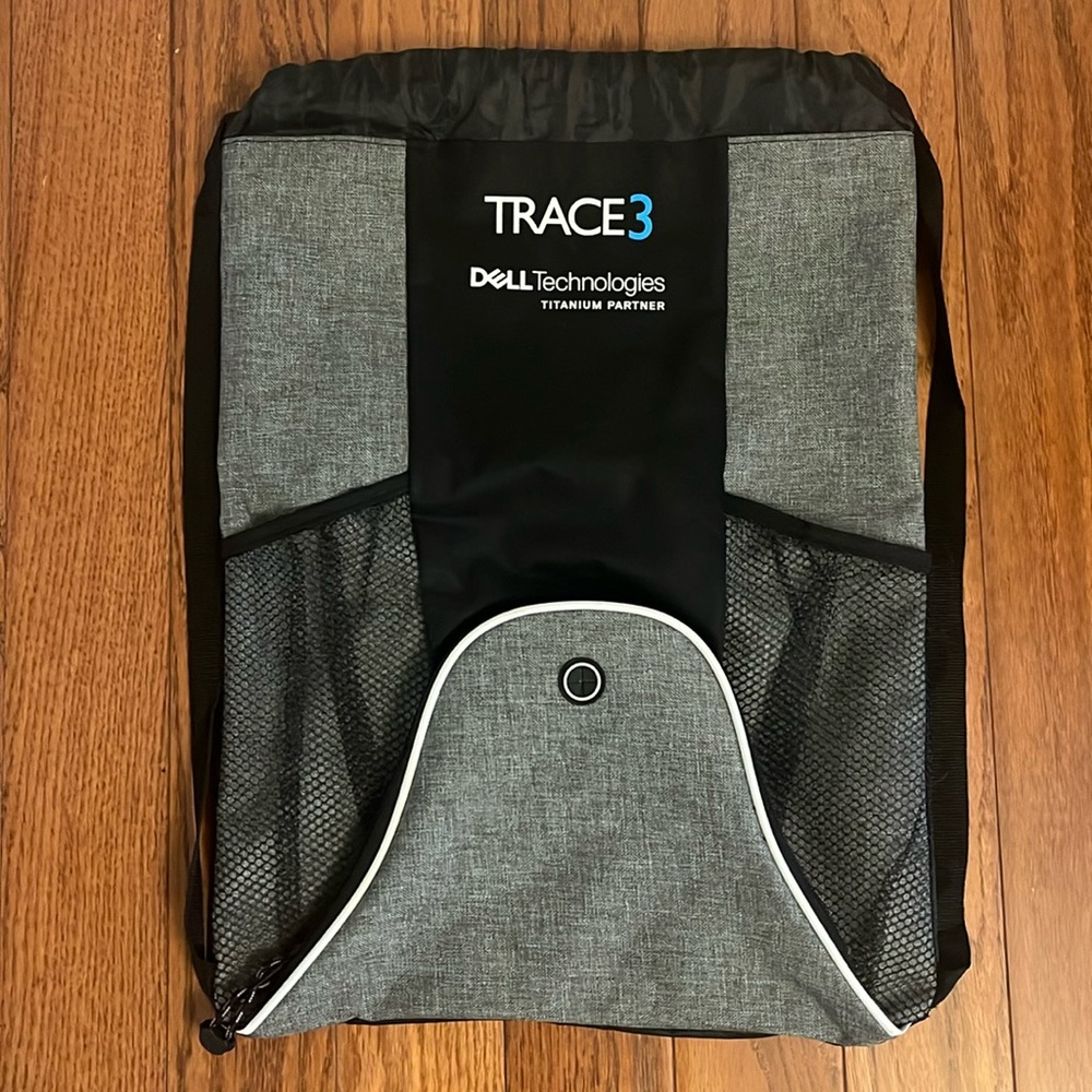 Leeds Trace3 Dell Tech Gray Black Deluxe Slim Drawstring Backpack Sportspack